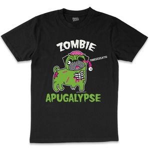 Zombie Apugalypse Pug Dog Brains Funny Zombie Shirt